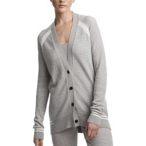 ATM Gray Waffle Knit Raglan Cashmere Blend Schoolboy Cardigan Buttons Size S